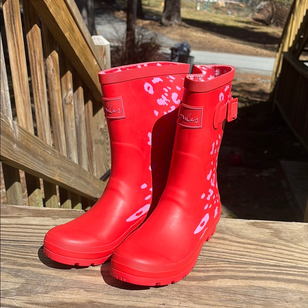 Red Rain Boots with Buckle